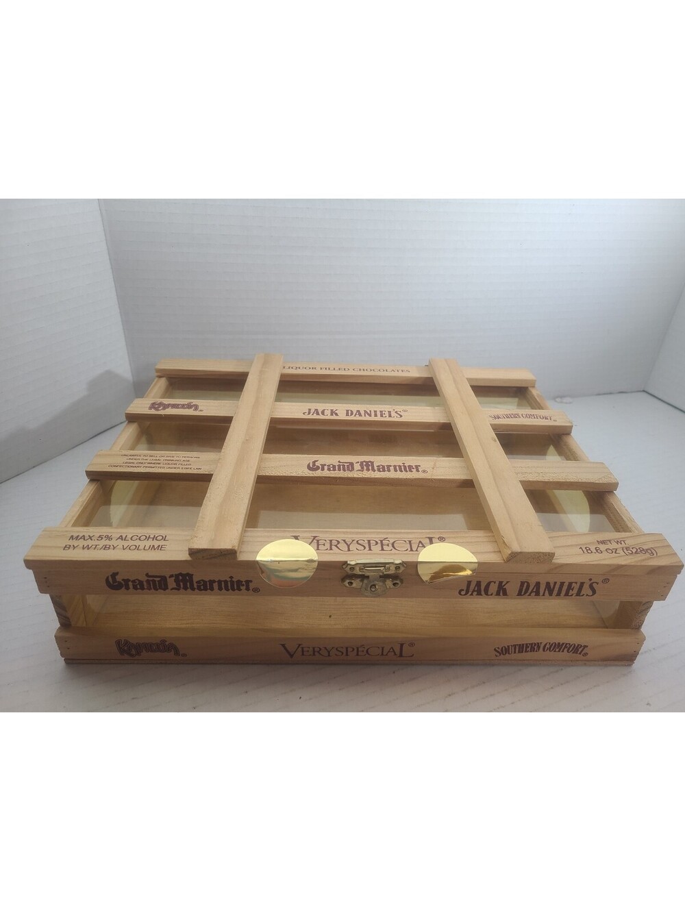 Collectible Wooden Jack Daniel Kahlua Southern Comfort Grand Marnier Hinged Box